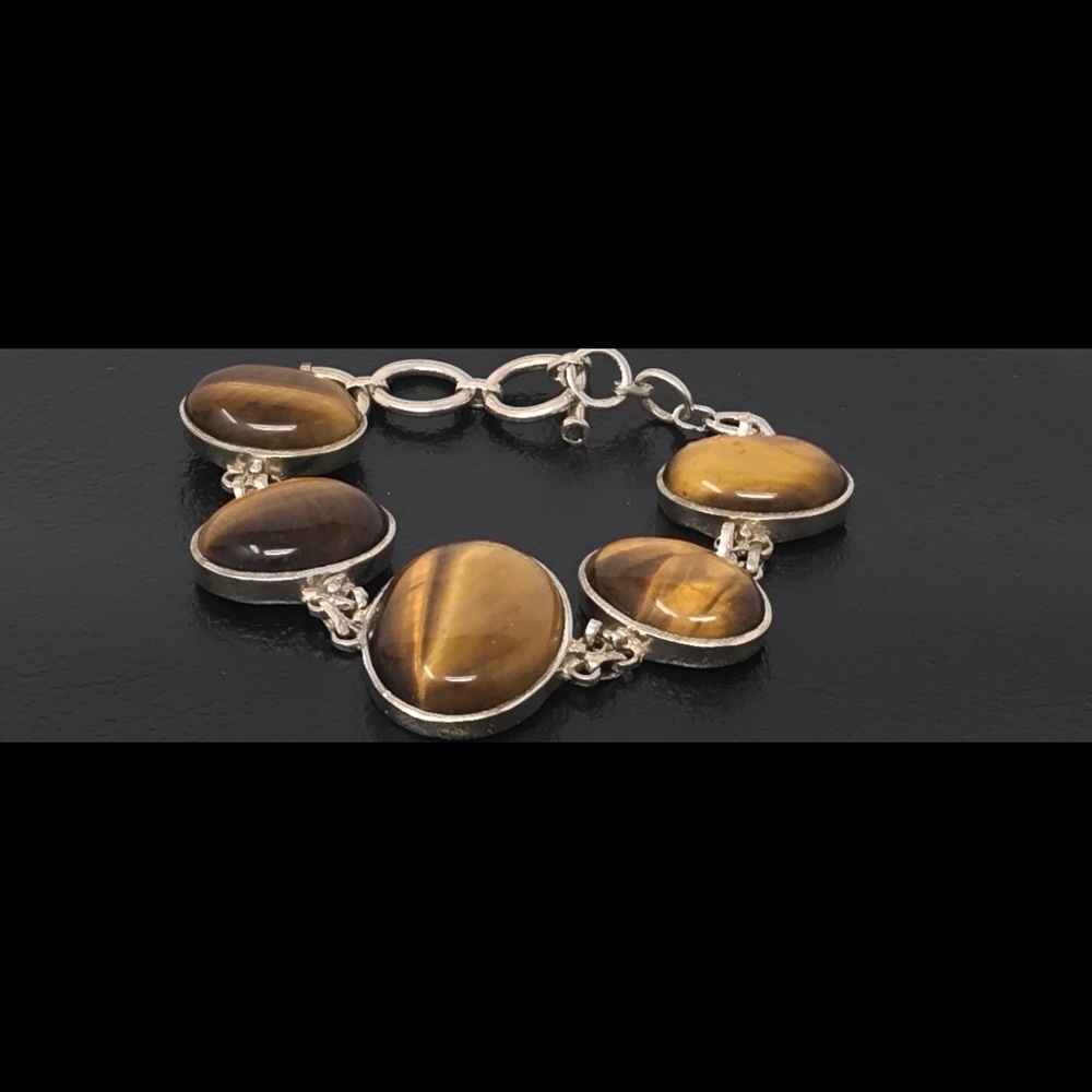 Woman’s Sterling Silver Tigers Eye Stone Bracelet